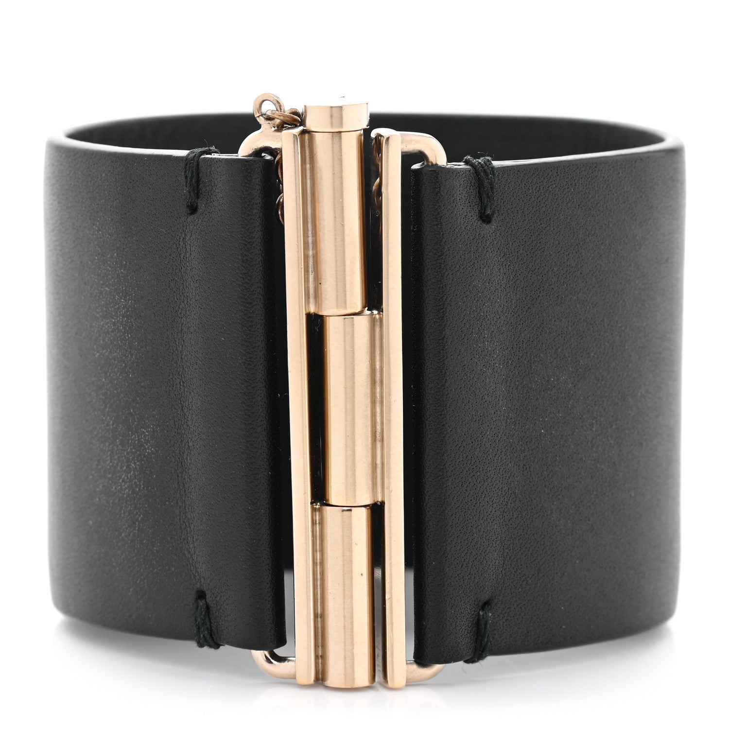 Chanel Calfskin CC Wide Cuff S Black Gold 3 of 9