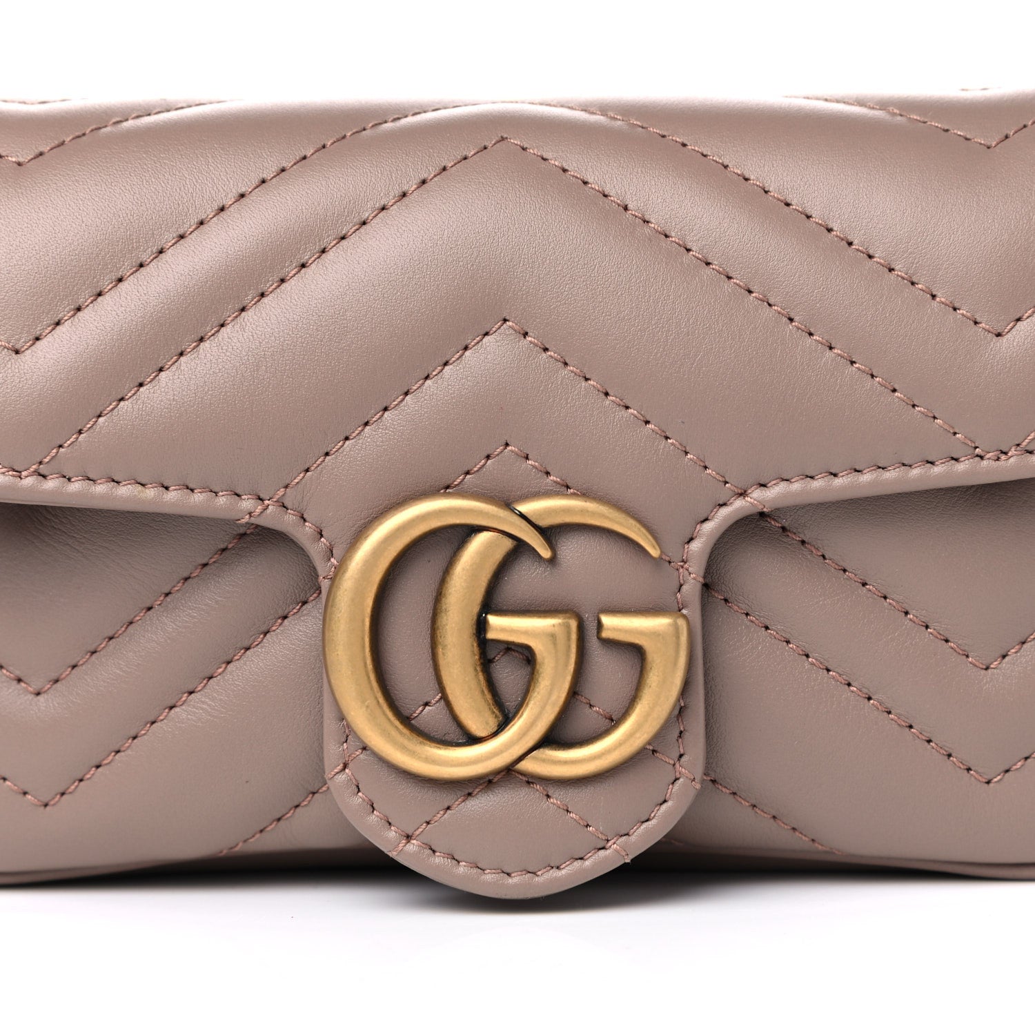 Gucci Calfskin Matelasse Super Mini GG Marmont Shoulder Bag Porcelain Rose 8 of 11