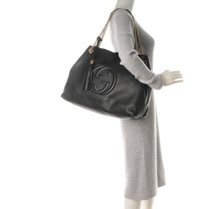 Gucci Pebbled Calfskin Large Soho Chain Shoulder Bag Black 2 of 7