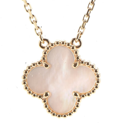 Van Cleef & Arpels 18K Yellow Gold Mother of Pearl Vintage Alhambra Pendant Necklace 4 of 8