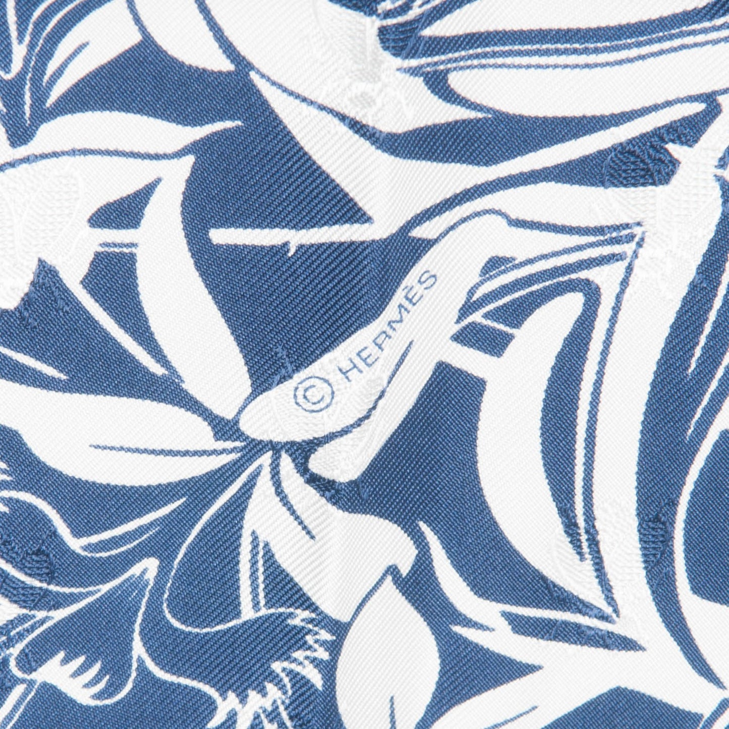 Silk Tatouage Flamingo Party Scarf 90 Bleu Blanc