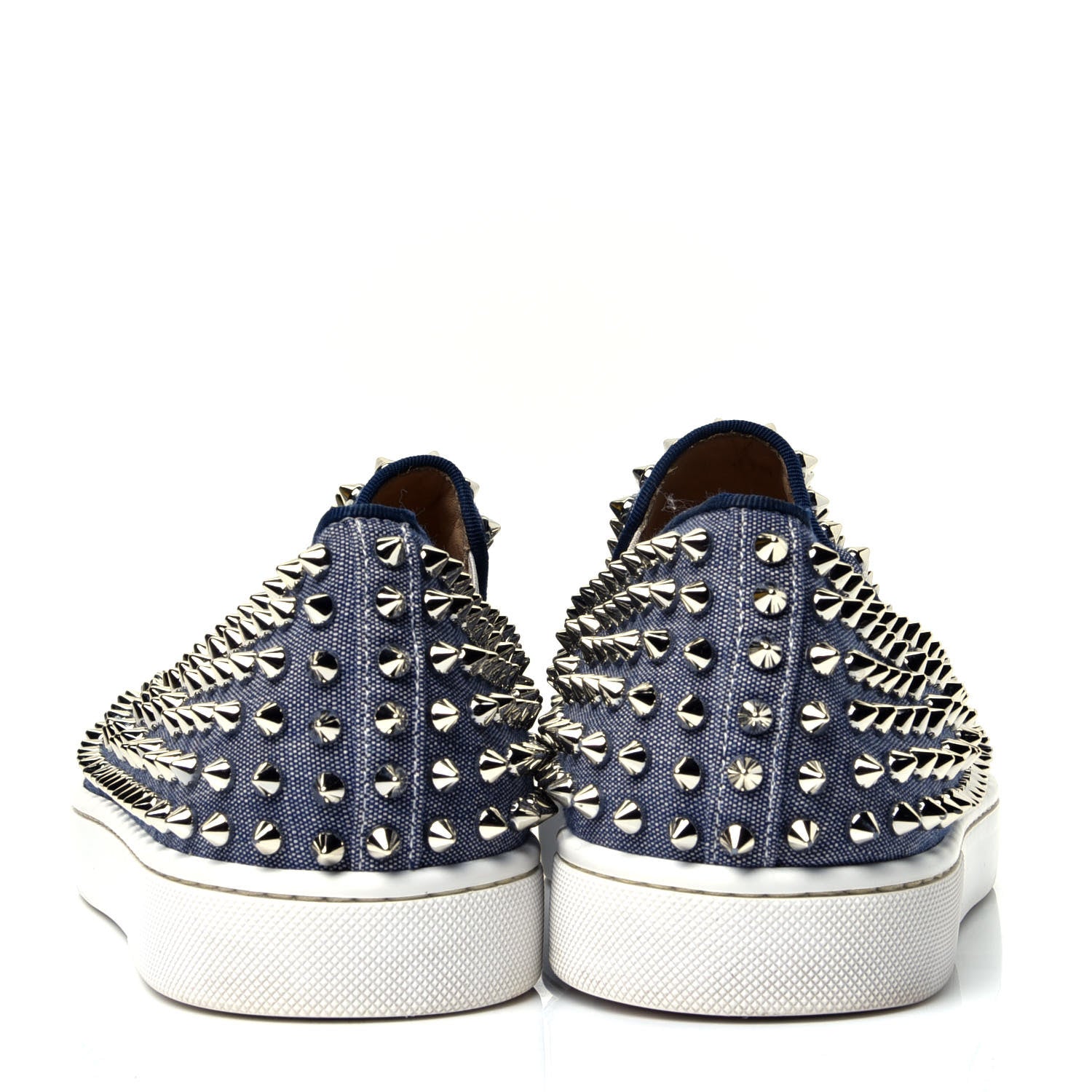 Christian Louboutin Denim Chain Spikes Mens Roller Boat Flat 42 Blue 5 of 6