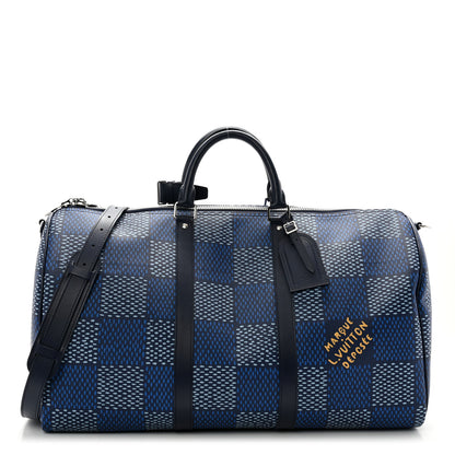 Louis Vuitton Damier Heritage Keepall Bandouliere 50 Blue 1 of 10
