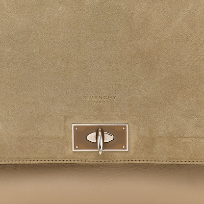 Givenchy Suede Calfskin Lambskin Medium Shark Lock Satchel Taupe 9 of 11