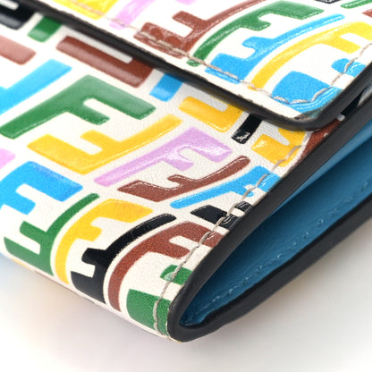 Fendi X SARAH COLEMAN Vitello Liberty Ceylon Micro FF Fish Eye Embossed Continental Envelope Wallet On Chain Multicolor Cyber Blue 9 of 9