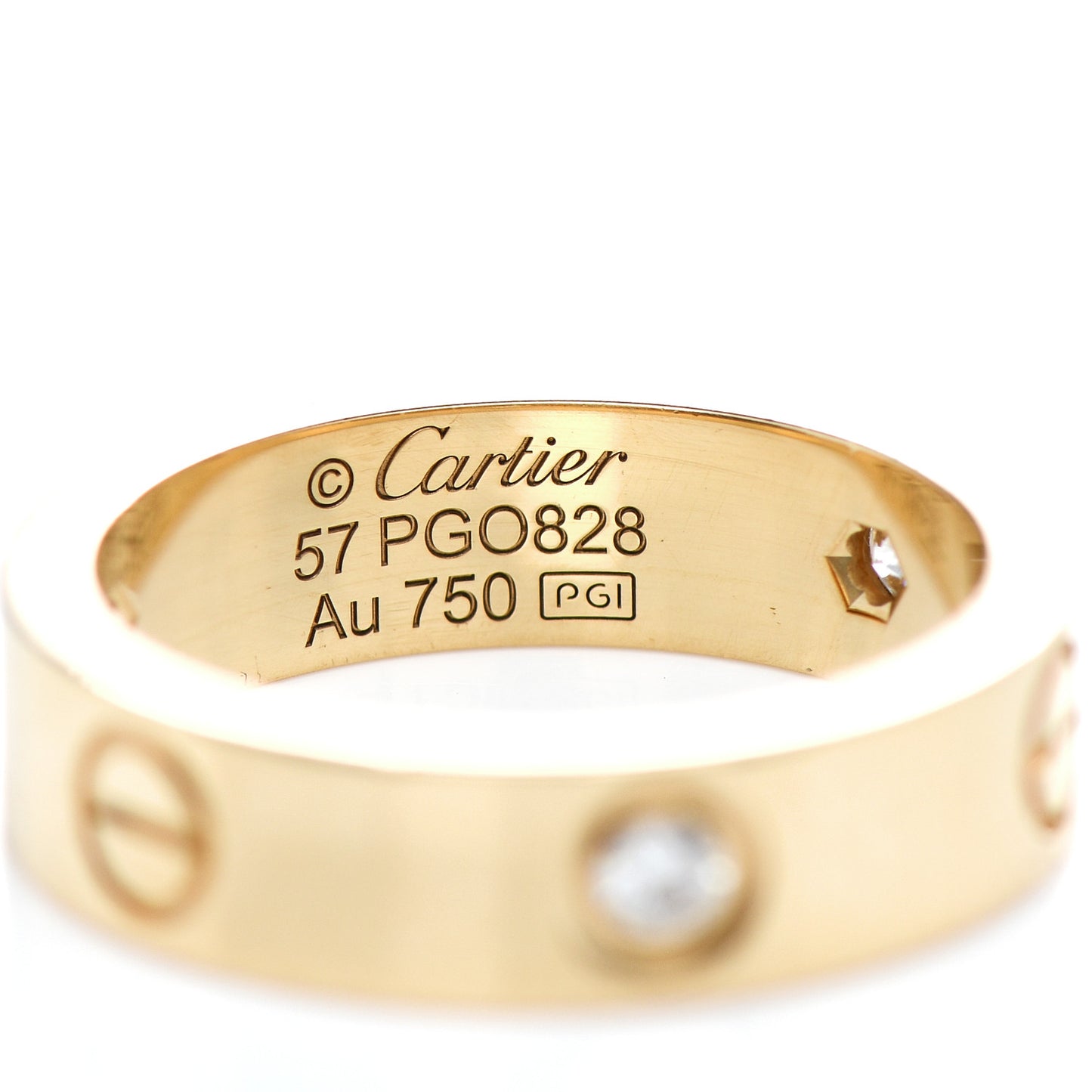 18K Yellow Gold 3 Diamond 5.5mm LOVE Ring 57 8