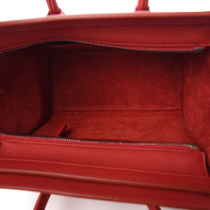 Celine Drummed Calfskin Micro Luggage Red 5 of 10