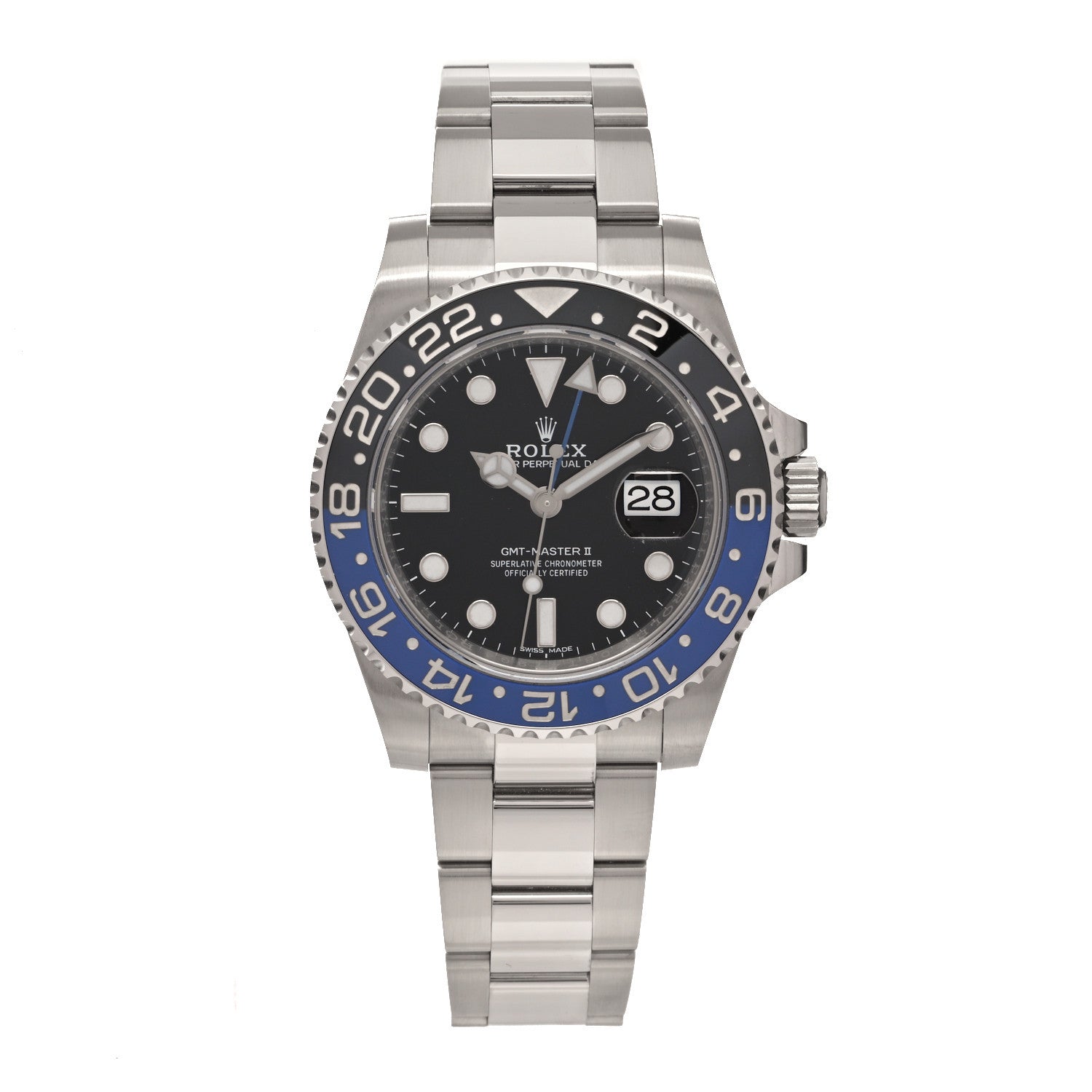 Rolex Stainless Steel 40mm Oyster Perpetual Date GMT Master II Batman Watch Black 116710BLNR 1 of 5