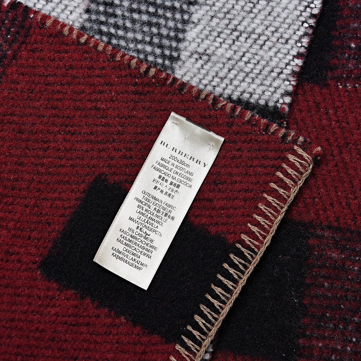 Wool Cashmere Half Mega Check Blanket Scarf House Check