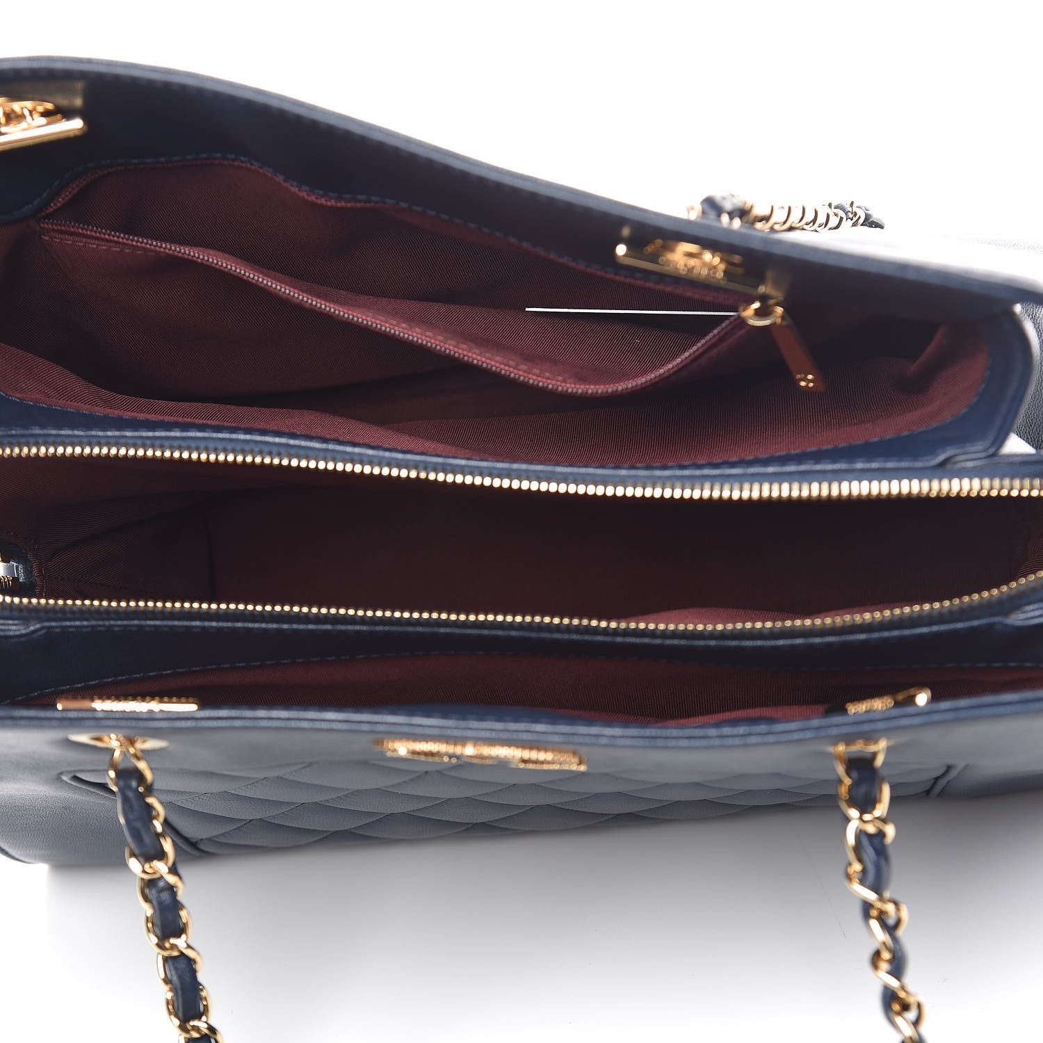 Chanel Sheepskin Quilted Mademoiselle Vintage Shopping Tote Navy 5 of 16