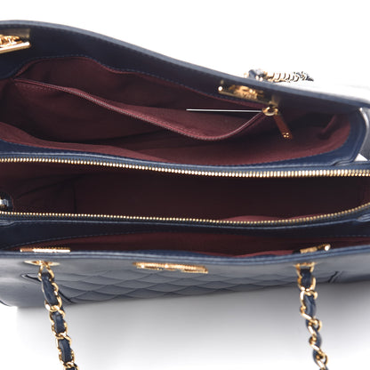 Chanel Sheepskin Quilted Mademoiselle Vintage Shopping Tote Navy 5 of 16