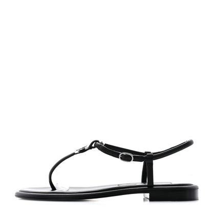 Chanel Lambskin Crystal Baguette CC Thong Sandals 38 Black 1 of 8