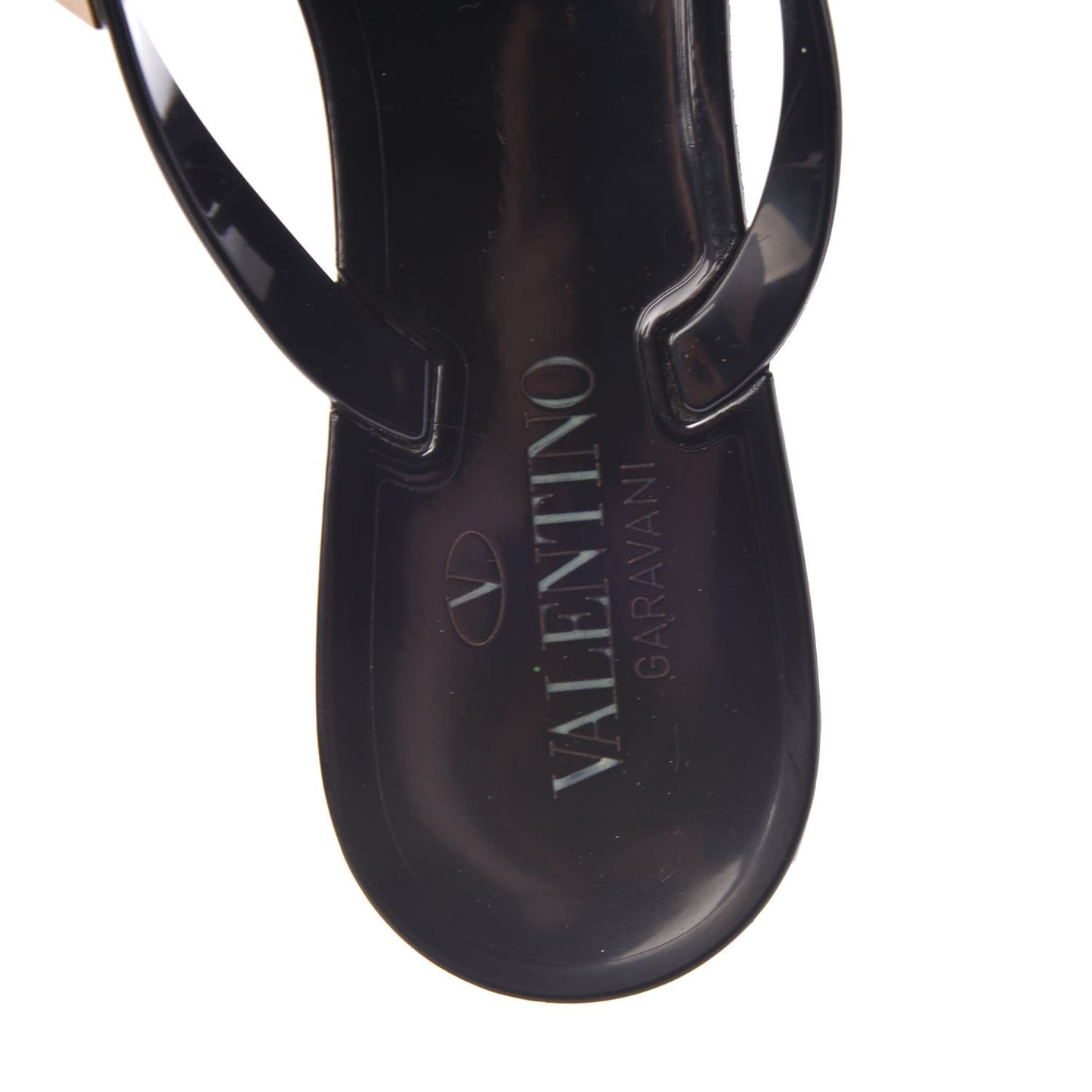 PVC Jelly Rockstud Bow Thong Sandals 39 Black