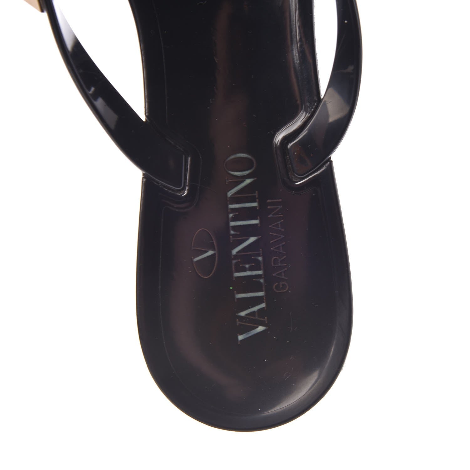 Valentino Garavani PVC Jelly Rockstud Bow Thong Sandals 39 Black 5 of 8