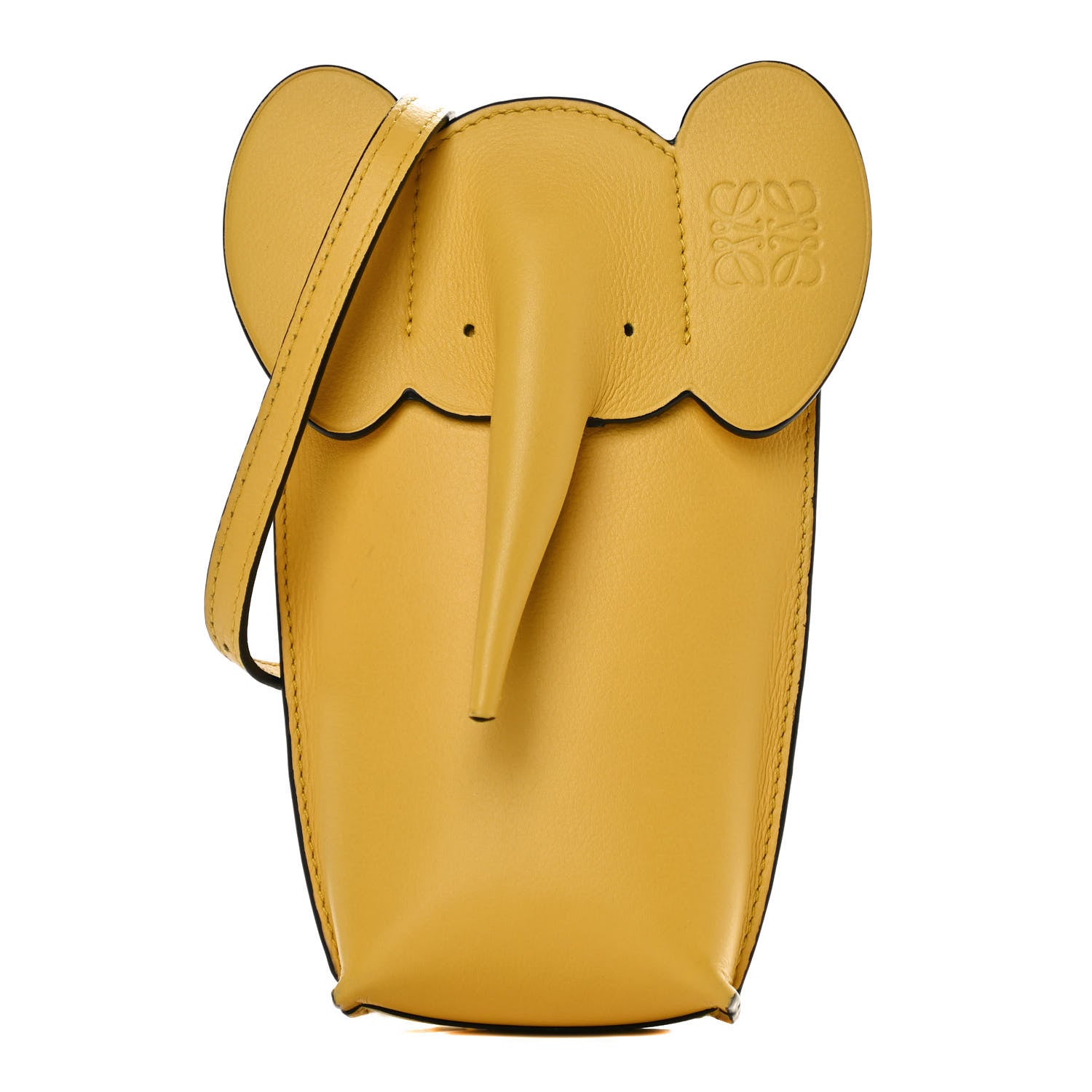 Loewe Calfskin Elephant Pouch Crossbody Bag Yellow 1 of 11