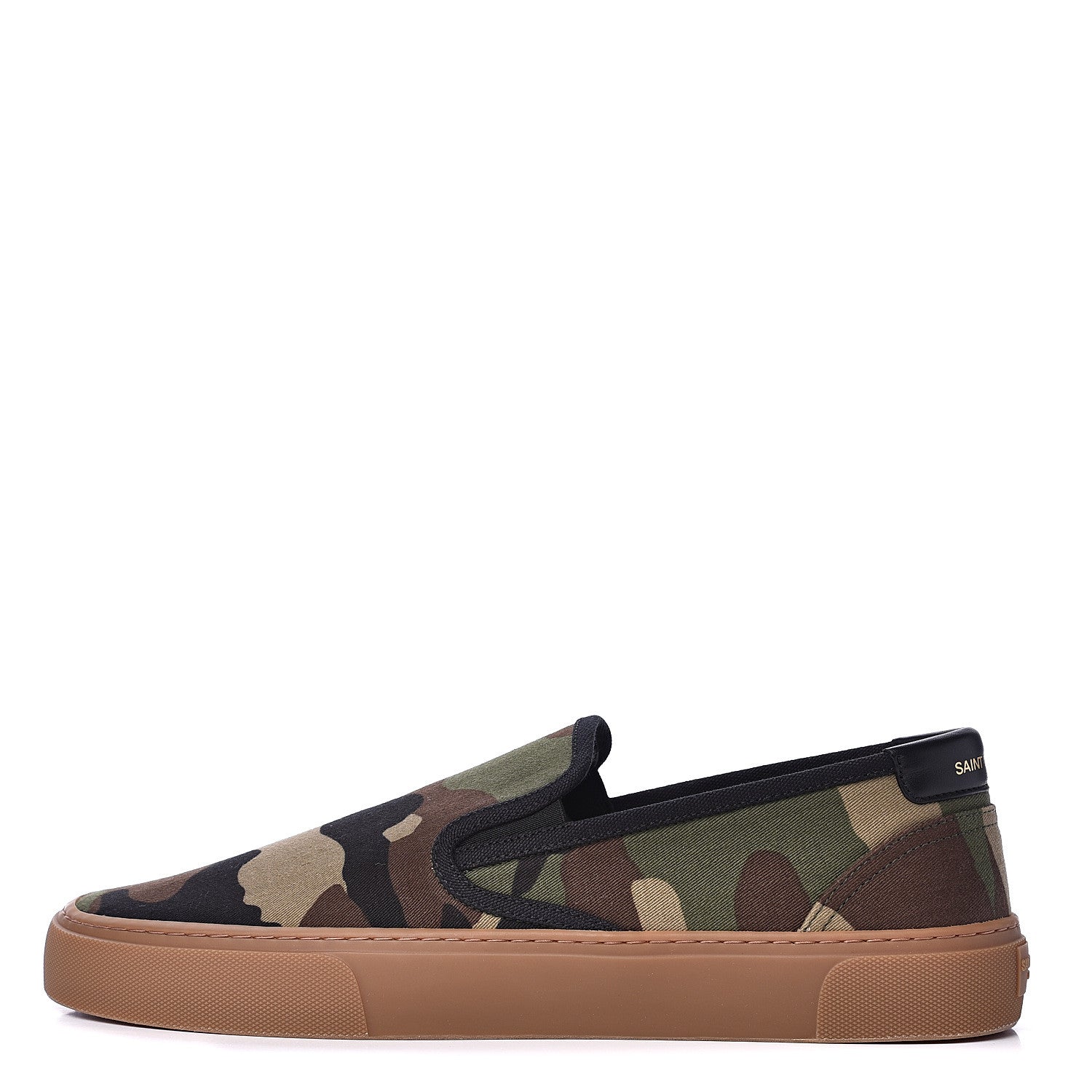 Saint Laurent Canvas Camouflage Mens Venice Slip On Sneakers 47 Kaki 1 of 9
