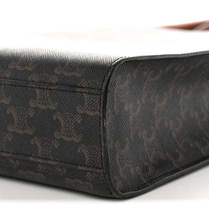 Celine Triomphe Canvas Calfskin Small Vertical Cabas Tan 9 of 11