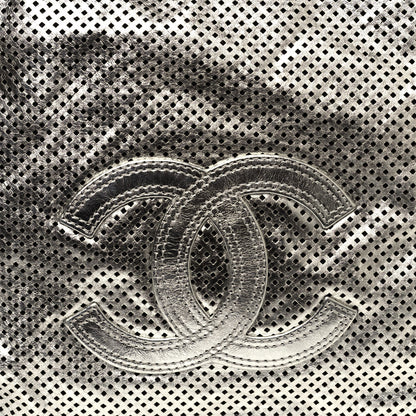 Chanel Metallic Glazed Calfskin Perforated Medium Rodeo Drive Tote Silver 8 of 14