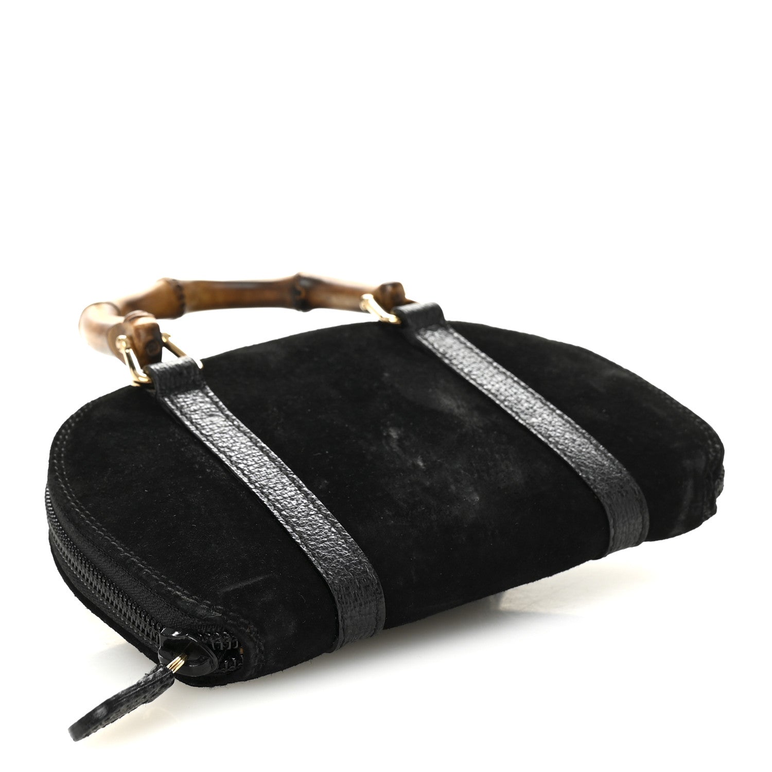 Gucci Suede Mini Bamboo Handle Bag Black 1844619 – FASHIONPHILE