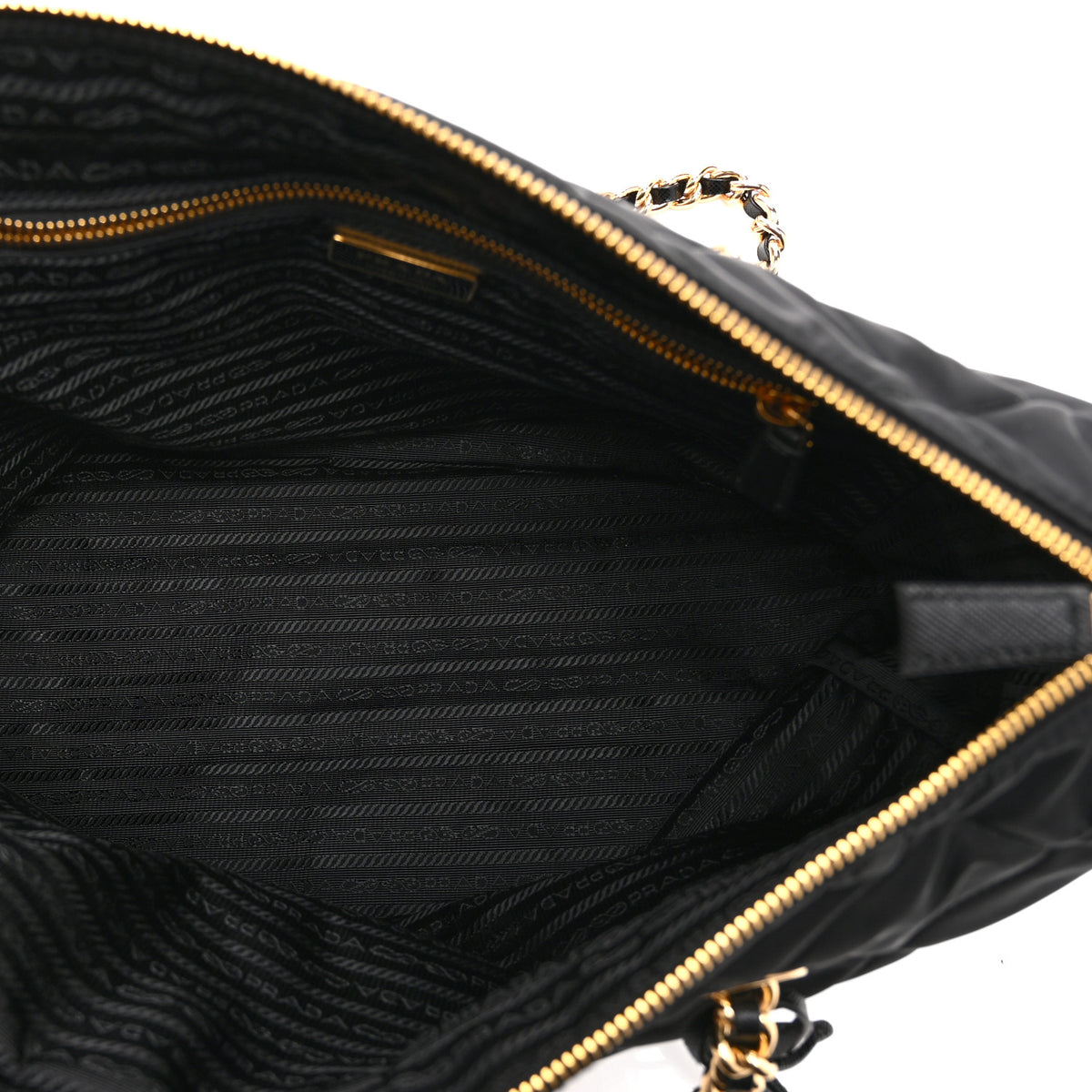Prada Re-Nylon Impunturato Saffiano Triangle Stitched Re-Edition 1995 Chaine Large Shoulder Bag Black 5 of 10