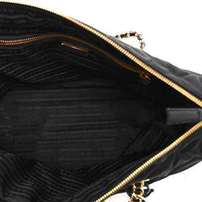 Prada Re-Nylon Impunturato Saffiano Triangle Stitched Re-Edition 1995 Chaine Large Shoulder Bag Black 5 of 10