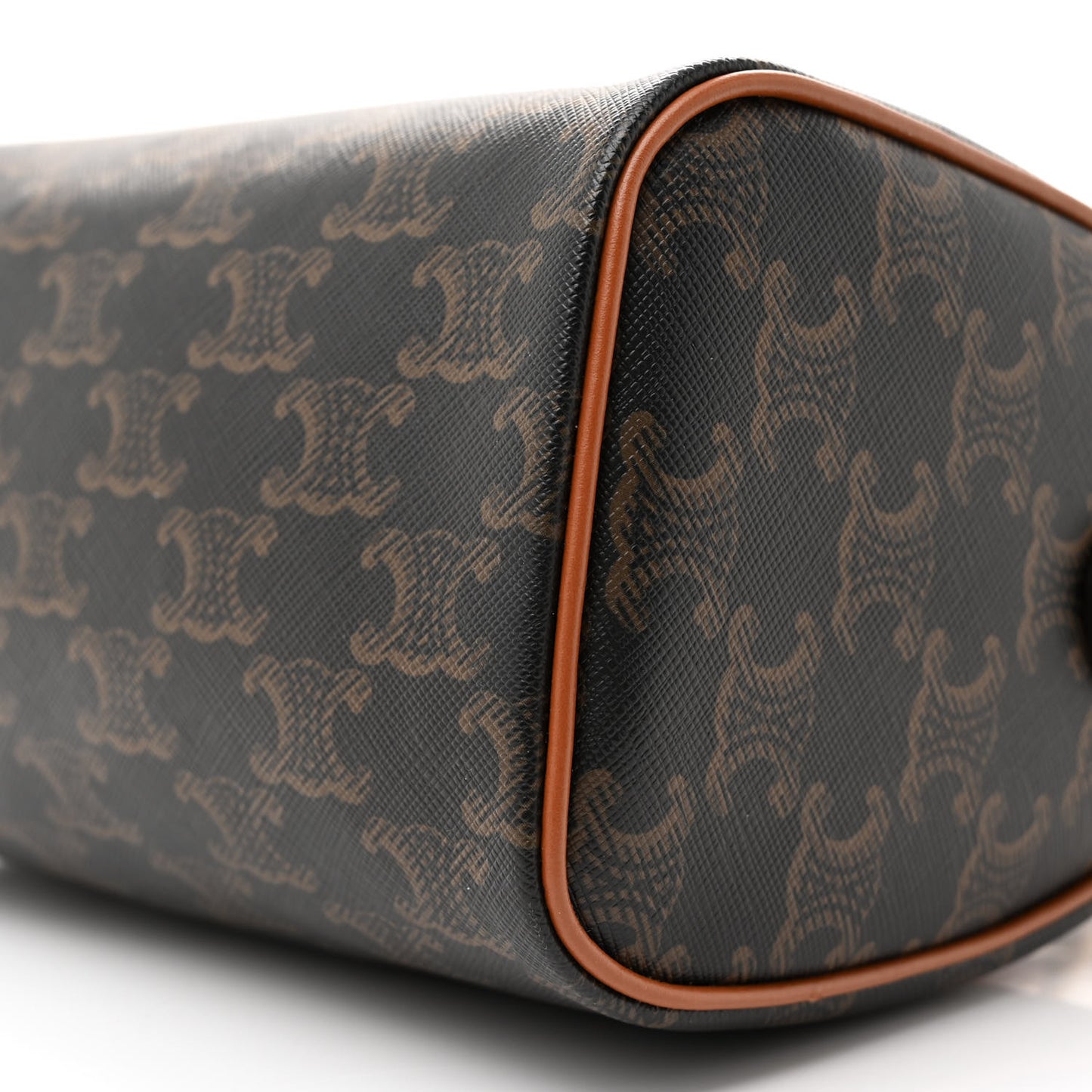Triomphe Canvas Calfskin Small Boston Bag Tan