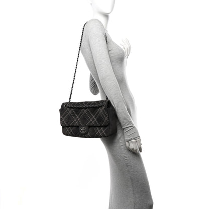 Chanel Suede Stitched Jumbo Saltire Single Flap Grey 2 of 11