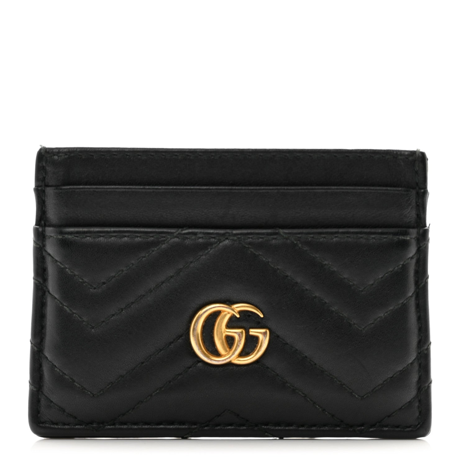 Gucci Calfskin Matelasse GG Marmont Card Holder Black 1 of 7