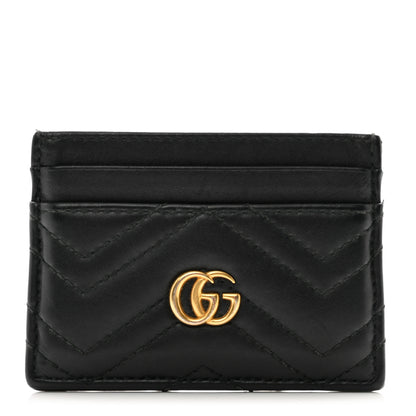 Gucci Calfskin Matelasse GG Marmont Card Holder Black 1 of 7