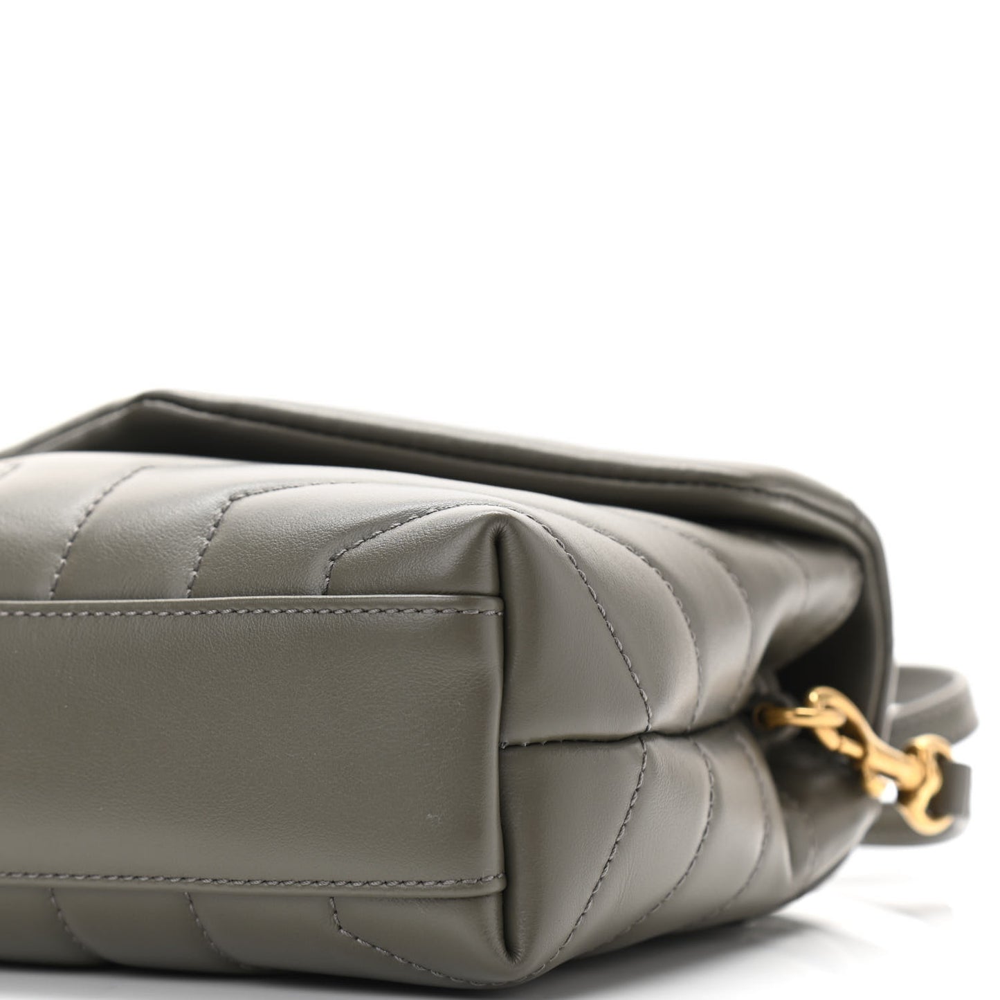 Calfskin Y Quilted Monogram Toy Loulou Crossbody Bag Grey Kaki