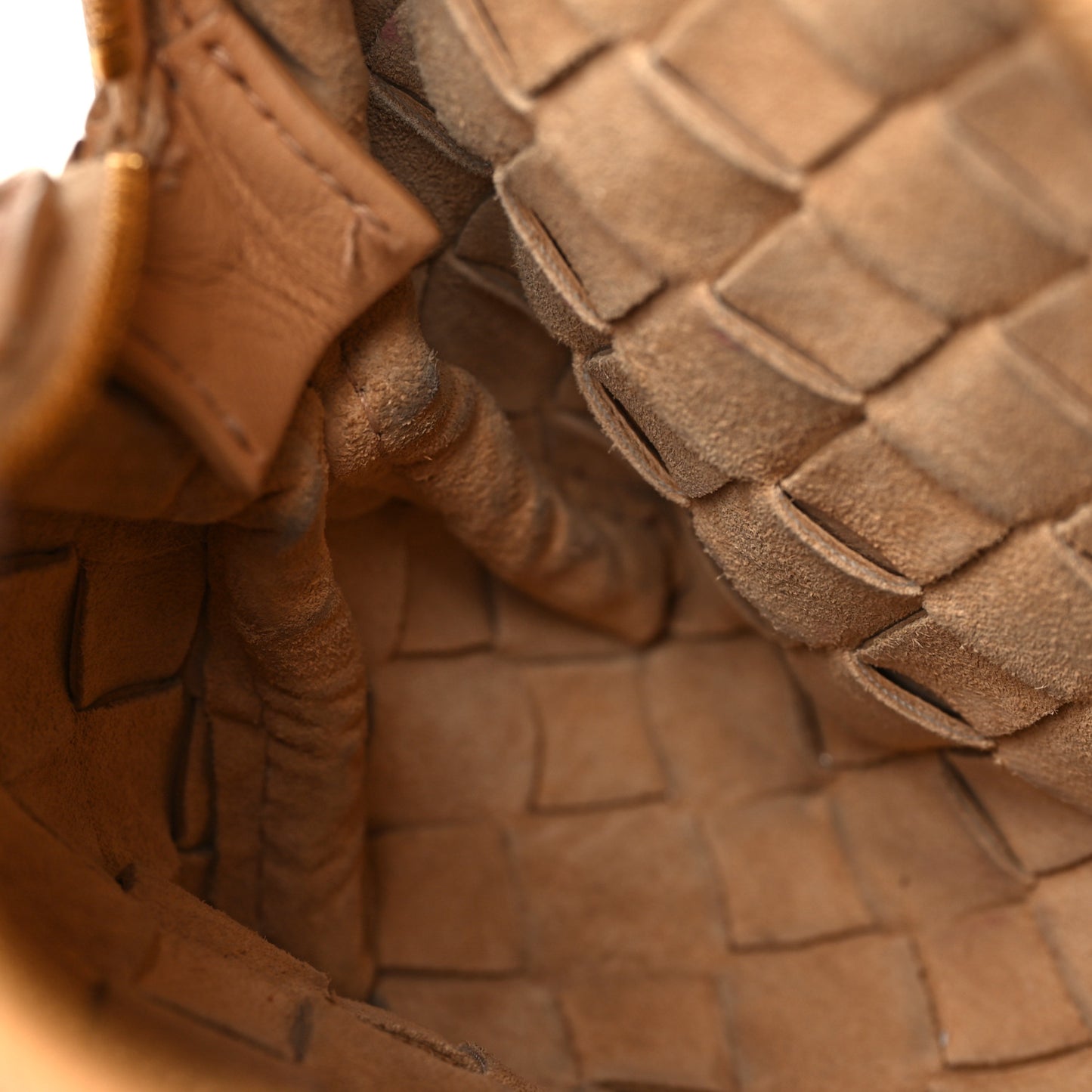 Nappa Calfskin Intrecciato Mini Loop Crossbody Almond