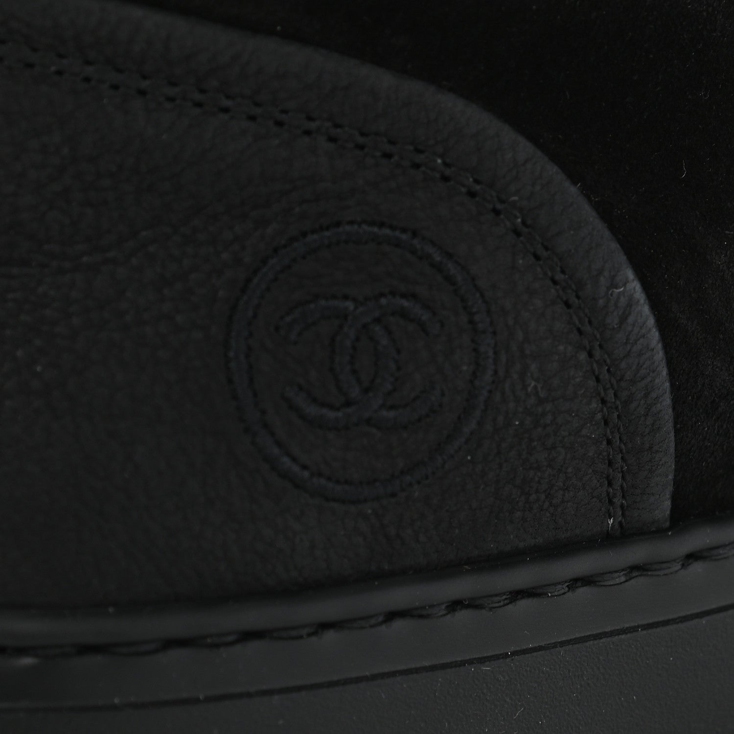 Chanel Suede Calfskin Goatskin Tweed High Top Sneakers 40.5 Black 5 of 11