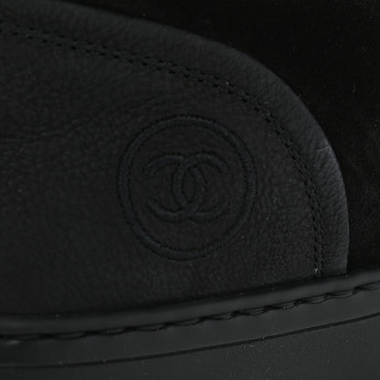Chanel Suede Calfskin Goatskin Tweed High Top Sneakers 40.5 Black 5 of 11