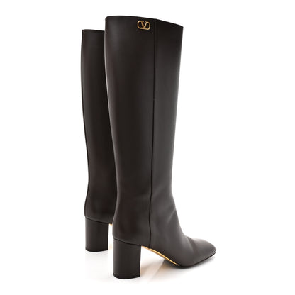 Valentino Garavani Calfskin VLogo Golden Walk Knee High 70mm Boots 40.5 Bitter Chocolate 4 of 9