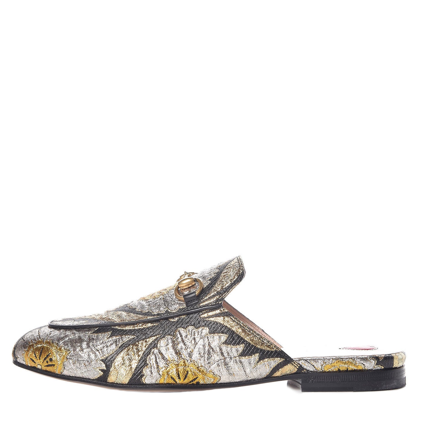 Jacquard Floral Womens Princetown Slippers 37 Oro Black