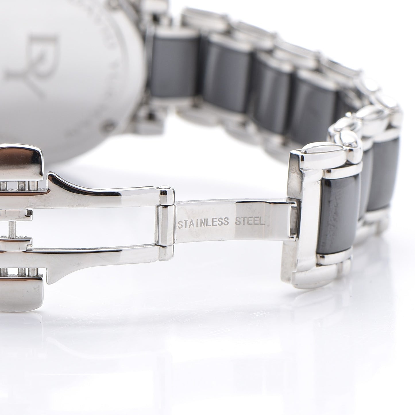 Stainless Steel Ceramic Diamond 30mm Classic Quartz Watch Black