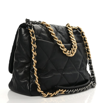 Chanel Goatskin Quilted Maxi Chanel 19 Flap Black 3 of 9