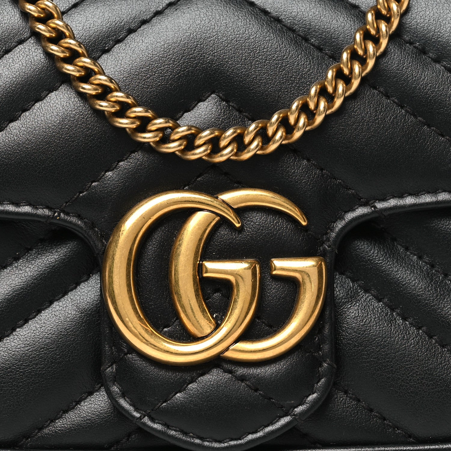 Gucci Calfskin Matelasse Super Mini GG Marmont Shoulder Bag Black 8 of 10