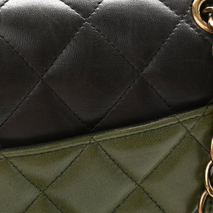 Chanel Lambskin Quilted Tri-Color Jumbo Double Flap Green Brown 13 of 14