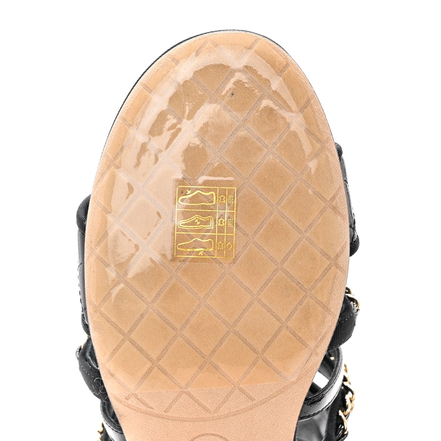 Distressed Patent Quilted Chain Mule Sandals 36 Black