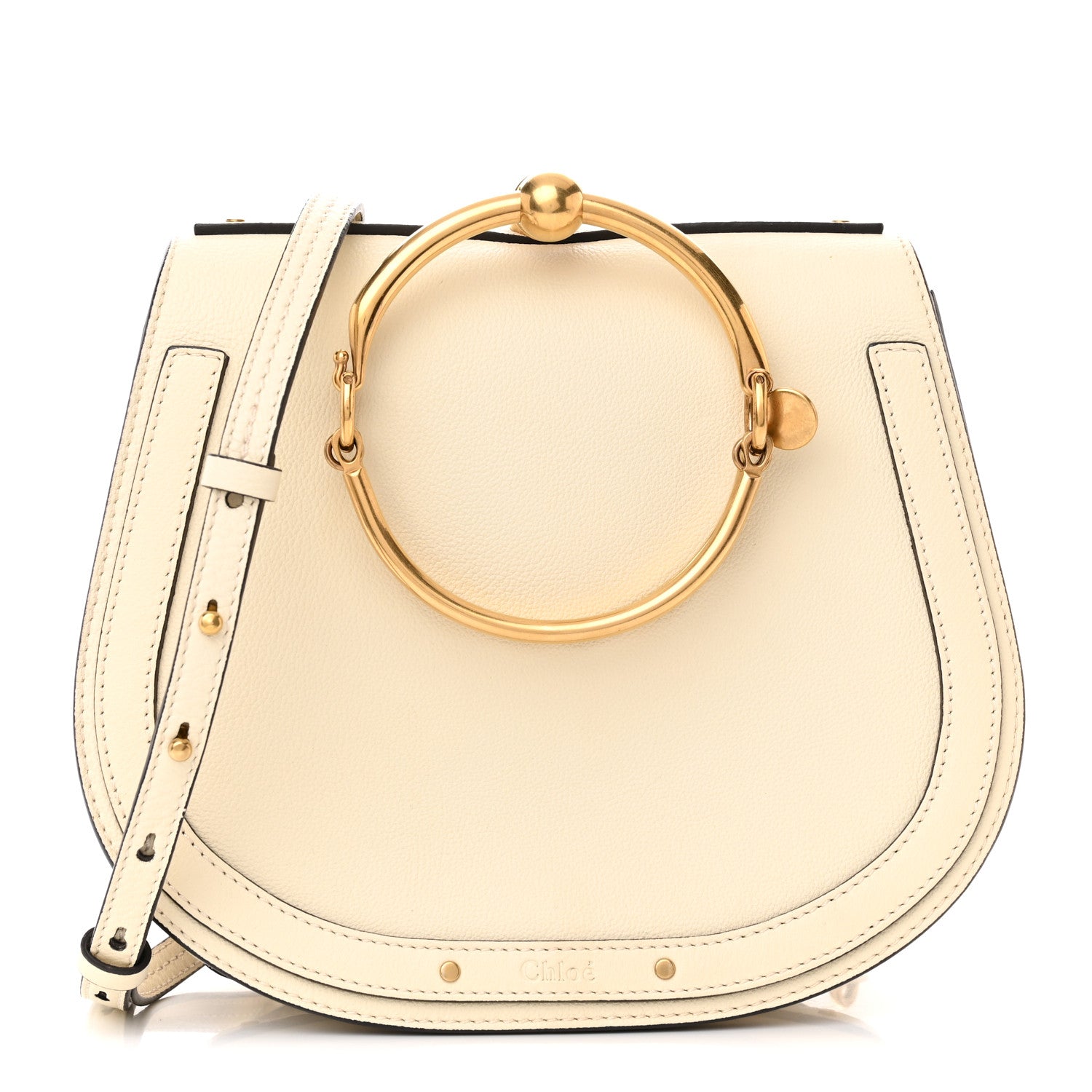 Chloe Calfskin Suede Medium Nile Bracelet Bag Off White 1 of 13