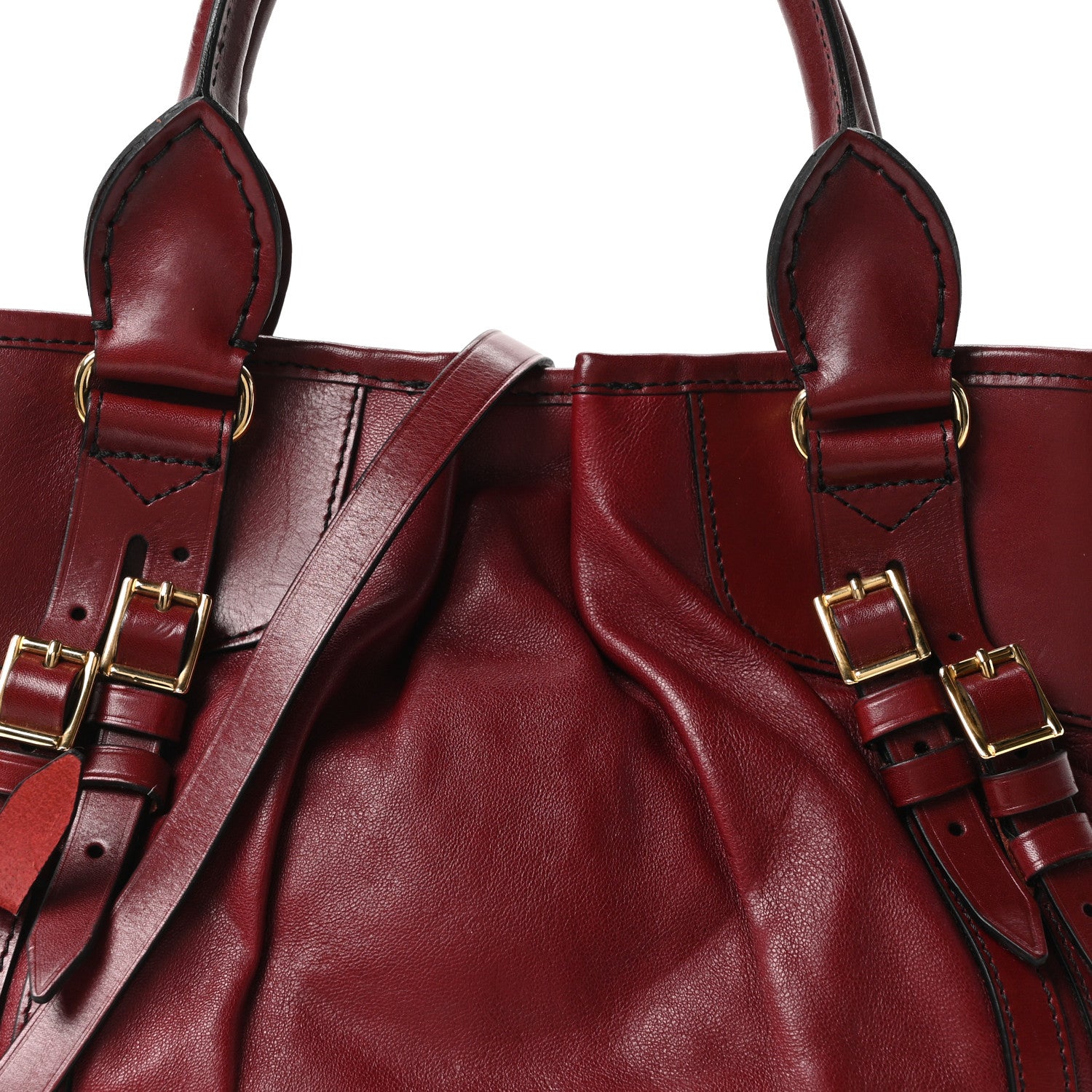 Burberry Lambskin Whipstitch Medium Tote Burgundy 7 of 9