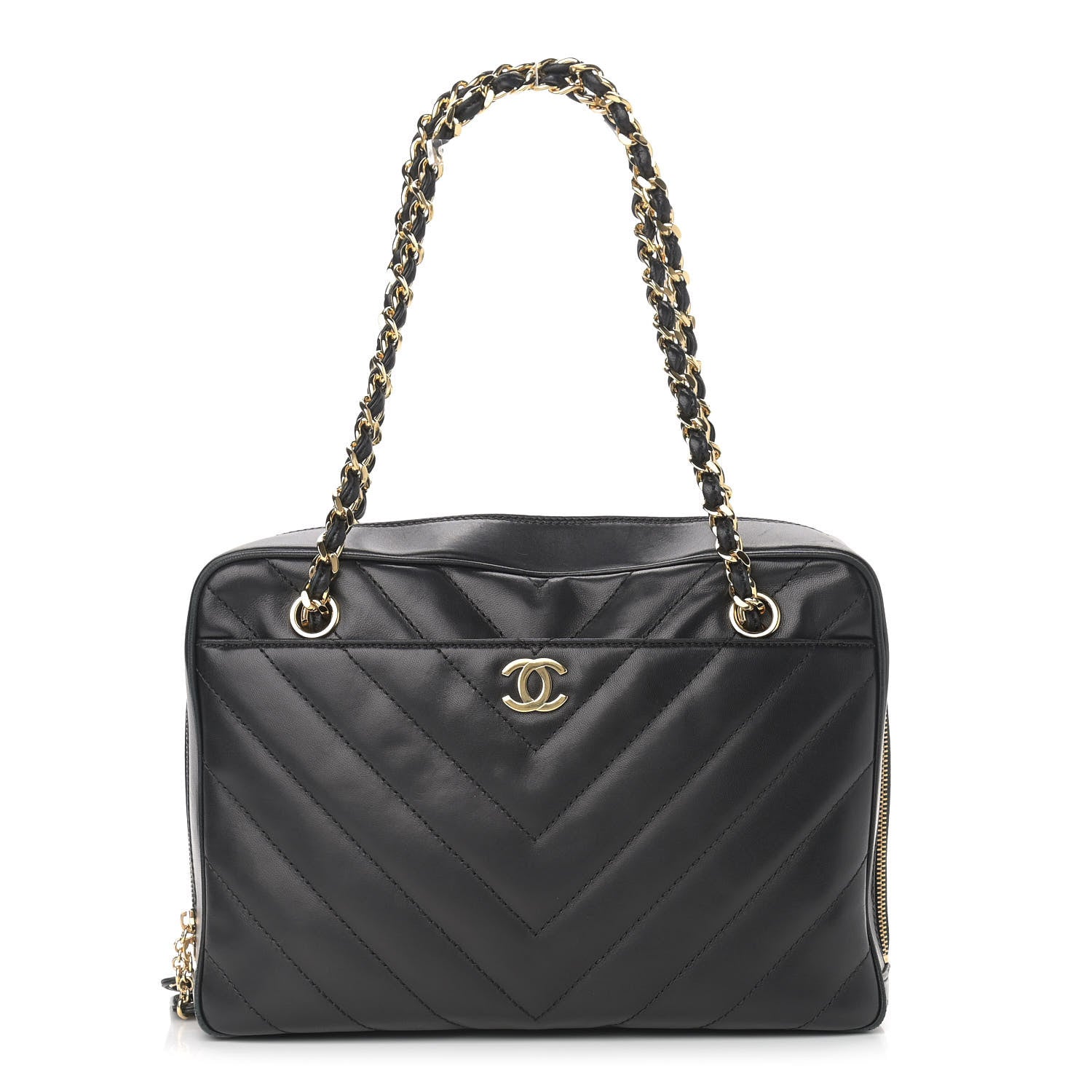 Chanel Lambskin Chevron Quilted Camera Case Black 1 of 10