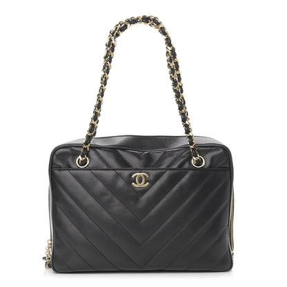Chanel Lambskin Chevron Quilted Camera Case Black 1 of 10