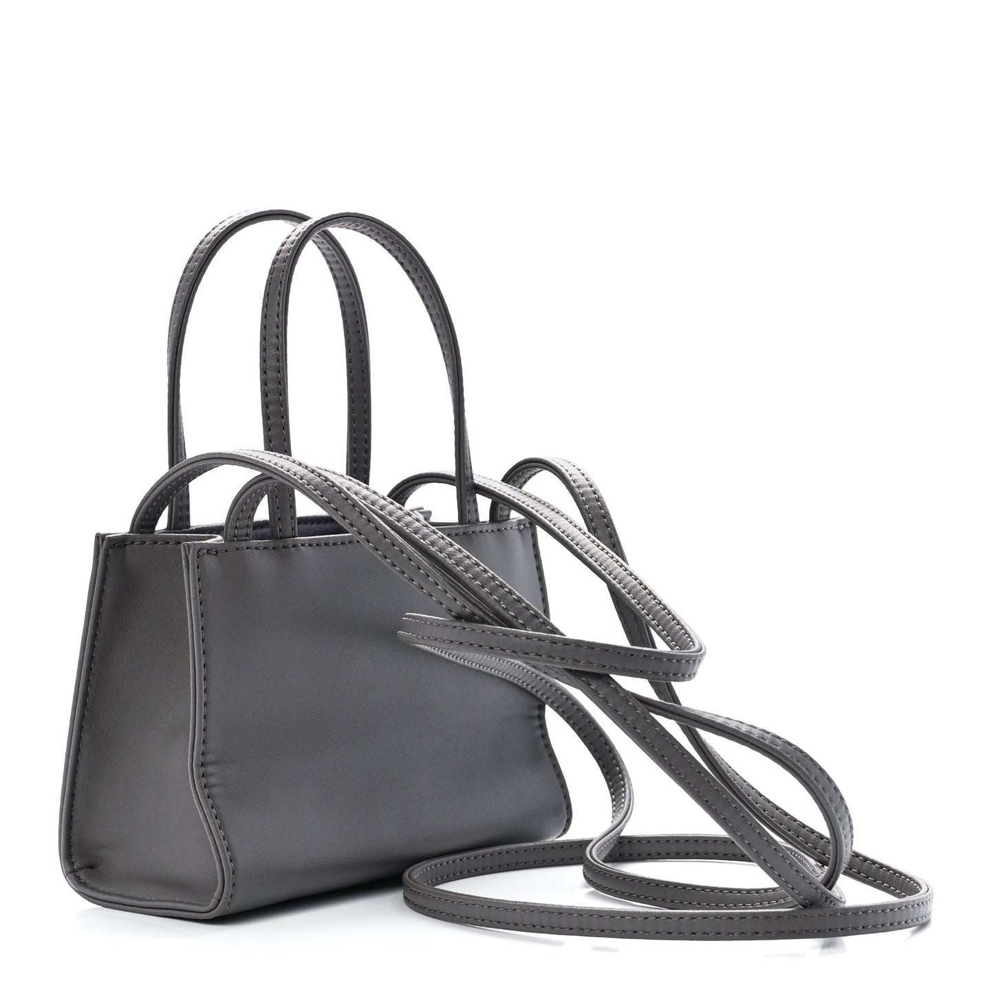 Vegan Leather Small Shopping Bag Grey