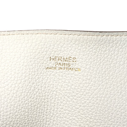 Hermes Taurillon Clemence Double Sens 45 Reversible Tote White Gris Perle 6 of 17