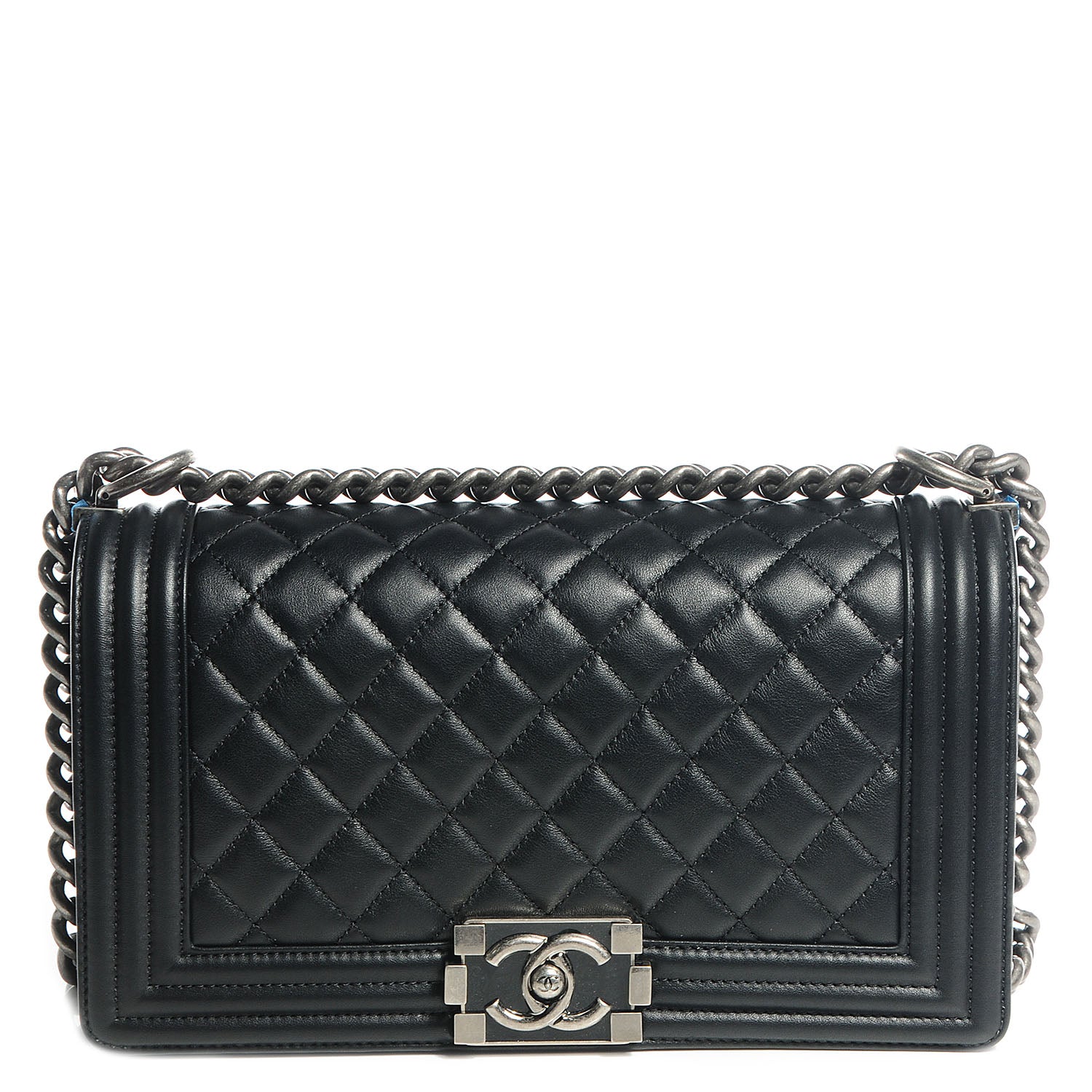 Chanel Metallic Calfskin Quilted Medium Boy Flap Black 1 of 9