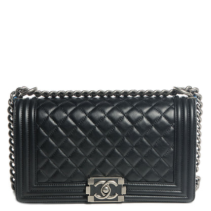 Chanel Metallic Calfskin Quilted Medium Boy Flap Black 1 of 9