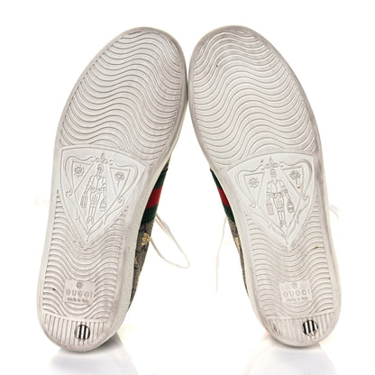 Gucci GG Supreme Monogram Bees Ayers Web Womens Ace Sneakers 36.5 Beige Oro Green Red 6 of 10