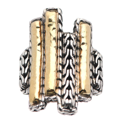 John Hardy Sterling Silver 22K Yellow Gold Hammered Palu Ring 52 6 1 of 6